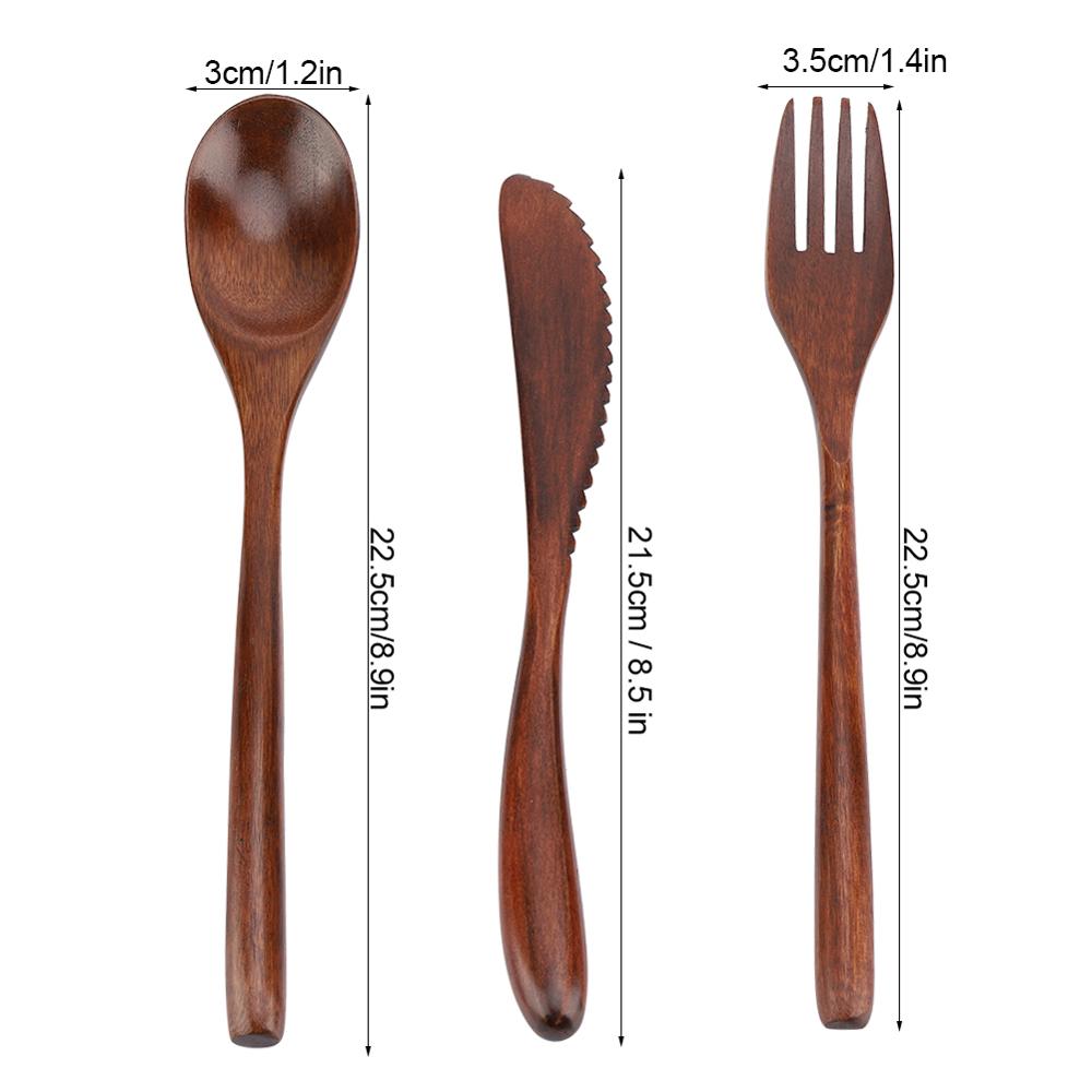 Set de 3 couverts en bois type nanmu - PBS - Naturopathie & Zéro déchet