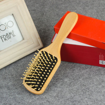 Brosse à cheveux en bois, forme rectangulaire, picot blanc, fond noir, - PBS - Naturopathie & Zéro déchet