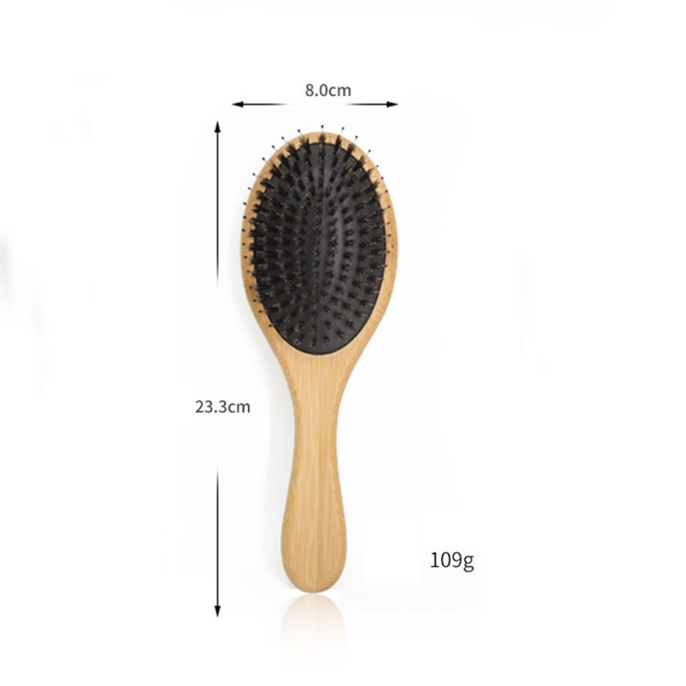 Brosse à cheveux en bois, de forme ovale, picot et fond noir - PBS - Naturopathie & Zéro déchet