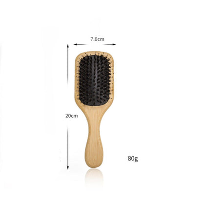 Brosse à cheveux en bois, dimensions de la brosse de forme rectangulaire, picot et fond noir, - PBS - Naturopathie & Zéro déchet