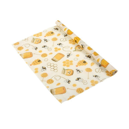 Beeswax - Rouleaux de film alimentaire en cire d'abeille, motif pot de miel, abeille et ruche d'abeille jaune - PBS - Naturopathie & Zéro déchet