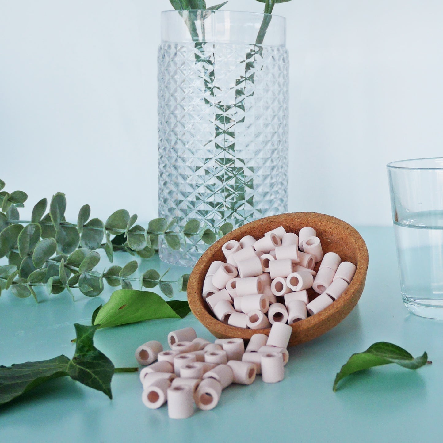Lot 25 perles grises + 35 perles roses de céramiques EM - ORINKO - PBS - Naturopathie & Zéro déchet
